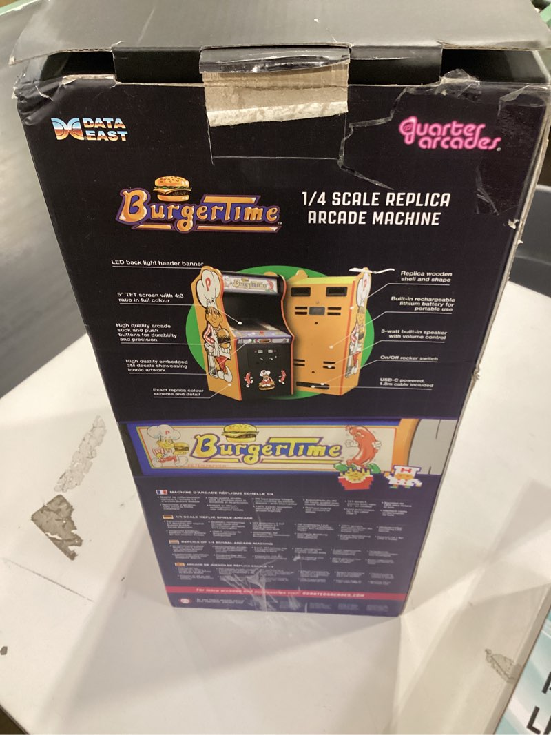 Condition photo showing Good Condition for quarter arcades burger time collector's edition mini arcade - retro 1/4 scale authentic wooden replica, original rom, dip switch access, 5" tft screen for enthusiasts
