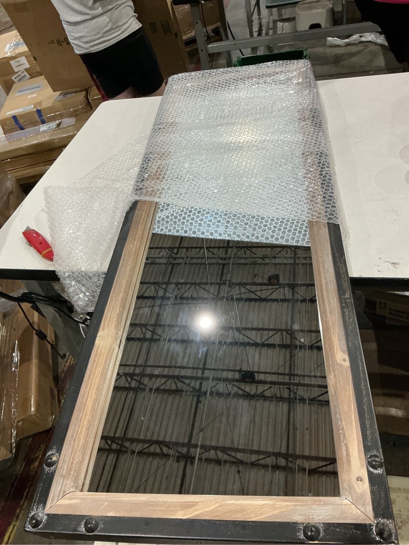 Condition photo showing Good Condition for barnyard designs 16x48 leaner floor mirror full length, large rustic wall mirror, free standing leaning hanging wood and metal mirror full size, farmhouse long mirror bedroom living