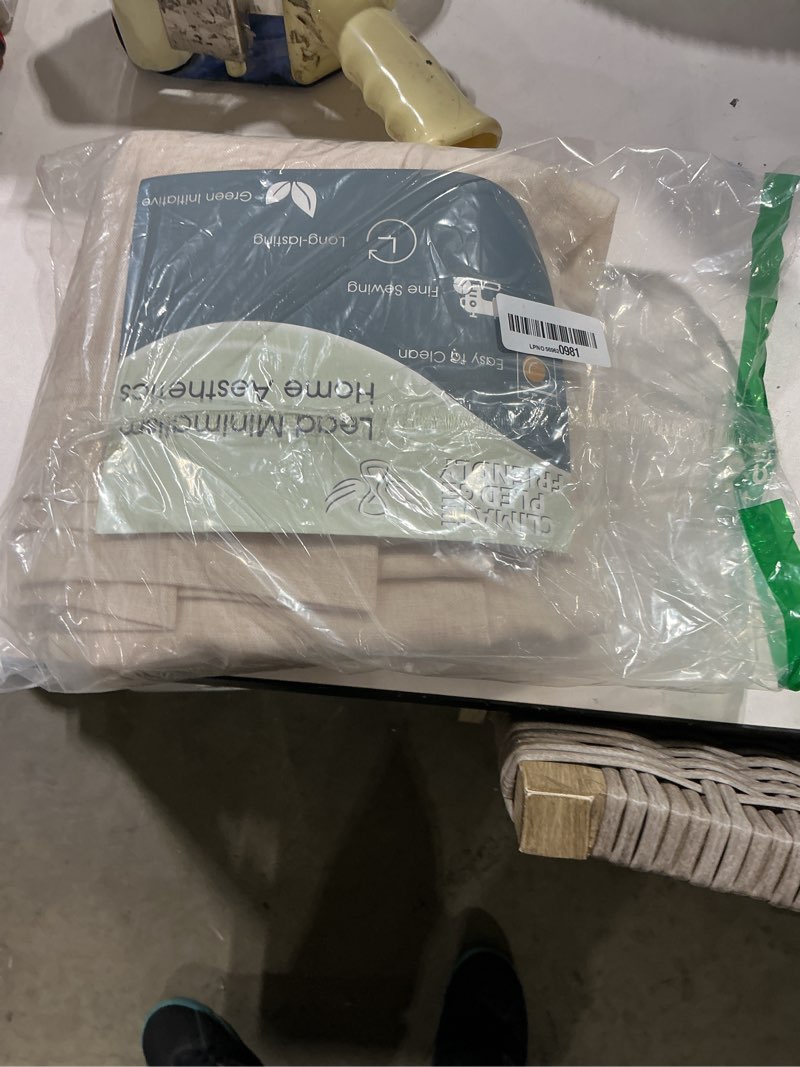 Condition photo showing Good Condition for nanspring aqua green linen curtains 52x72 inch 2 panels | semi sheer light filtering, back tab rod pocket, living room & bedroom, modern farmhouse decor 52"w x 72"l (pack of 2) aqua green