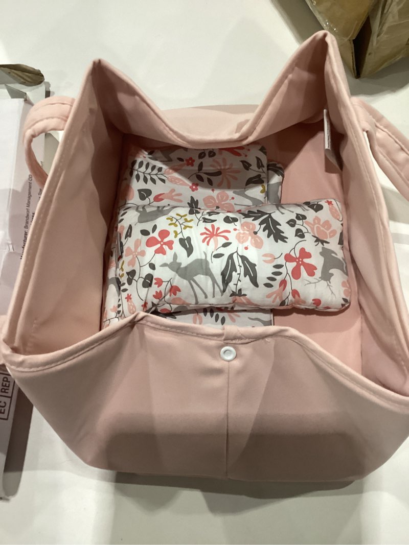 Condition photo showing New/Like New for gagaku baby doll bassinet, doll carrier doll carry cot set with canopy and pillow blanket for 9 10 11 12 inch dolls stuffed animals - pink 2_pink deer