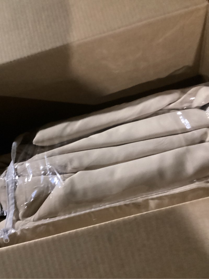 Condition photo showing As Is for RYB HOME 3-in-1 Soundproof - Blackout - Thermal Insulation Living Room Divider Curtains, Large Bay Window Curtains for Bedroom Theatre Office Backdrop, Biscotti Beige, W 52 x L 102 inches, 2 Panels 52"W x 102"L (Pack of 2) Biscotti Beige