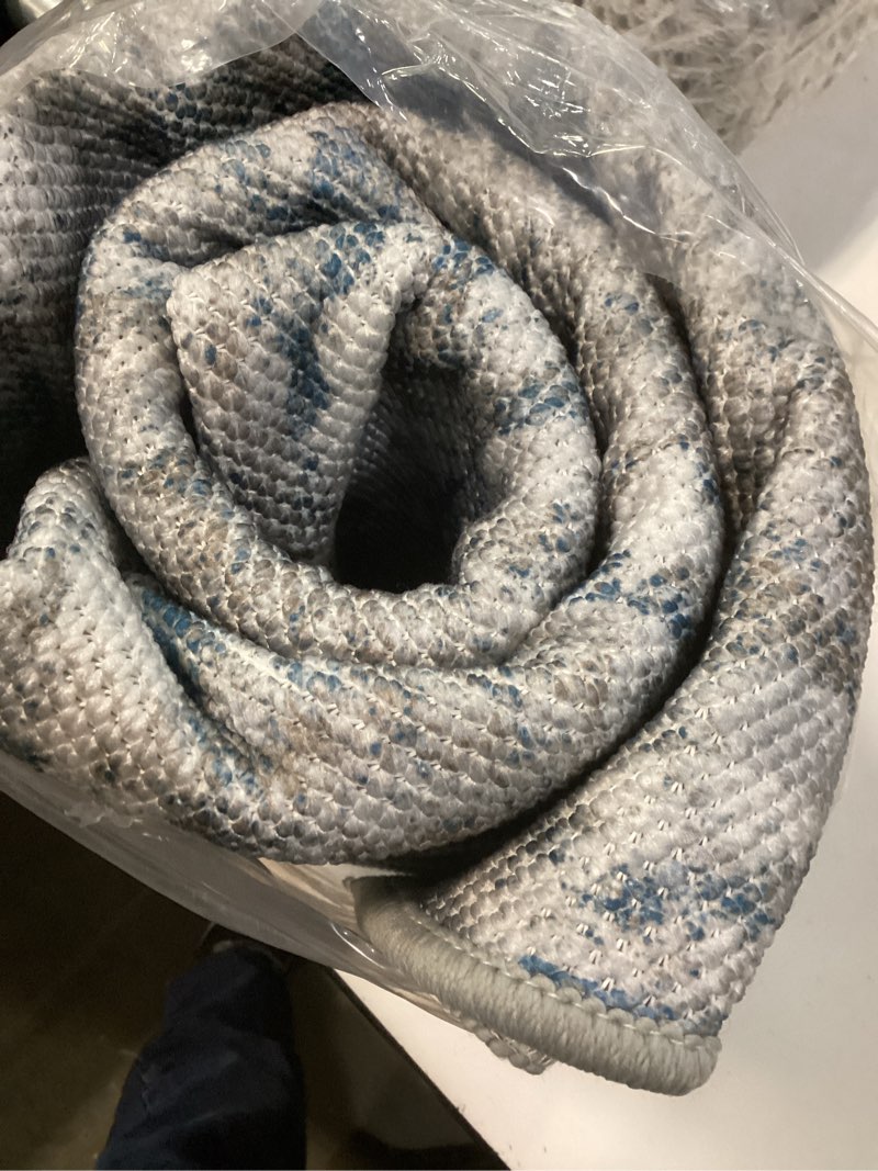 Condition photo showing Good Condition for runners for hallways ultra non-slip 2x8 washable kitchen rug abstract tear and stain resistance no pile hand-woven style lightweight runners for entryway, laundry room, bedside, multi 2' x 8' abstract-multi
