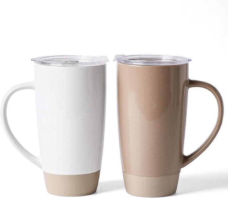 famiware milkyway coffee mugs, 20oz large coffee mug, ceramic mug set of 2 with lid, cup set with ha