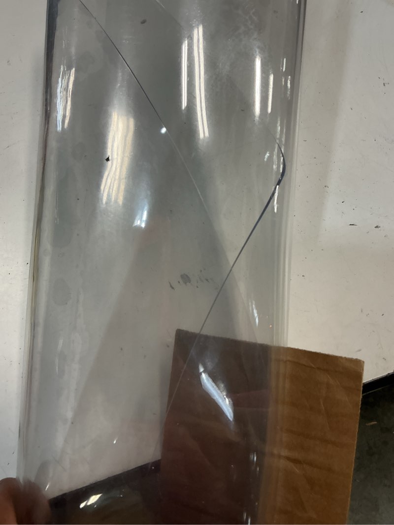Condition photo showing As Is for lovepads round clear table cover protector 42 inch, 2mm thick table protector for dining room, waterproof plastic cover pvc vinyl tablecloth, circle tabletop protective pad for furnture surface 42" (round) clear 2mm