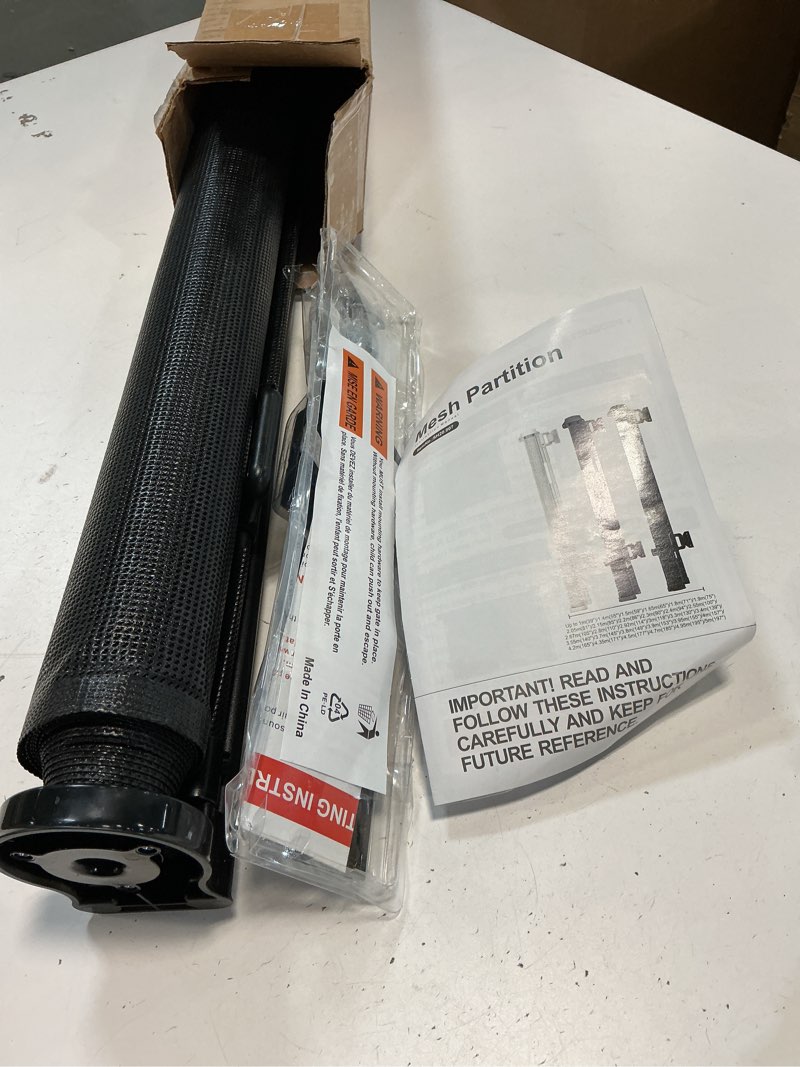 Condition photo showing Good Condition for Reinforced Bottom 42" Extra Tall x 100" Extra Wide Retractable Baby/Pet Gate - Black Mesh - Wall Mount - Suitable for Babies, Dogs, Cats (6-24 months) - HH-A126 Black 42" Tall x 100" Wide? With Reinforced Bar ?