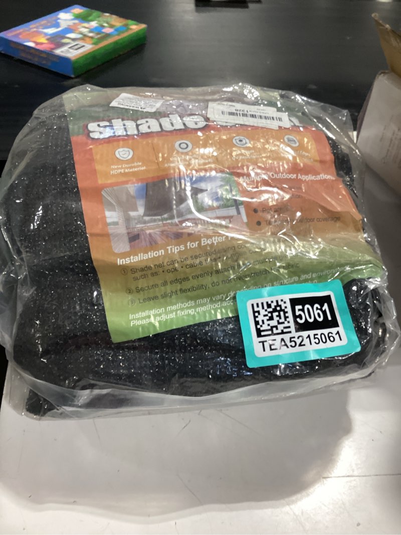Condition photo showing Good Condition for jojolee 90% sun shade cloth, 10x20ft shade net mesh tarp with grommets, black sunblock cover for outdoor patio plants, pergola, greenhouse, chicken coop, backyard, balcony 90%-10 x 20ft