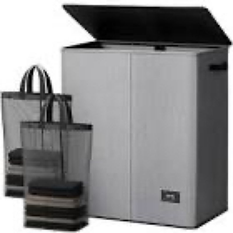 SOLEDI Large Double Laundry Hamper with Lid,165L Collapsible Clothes Hamper 2 section with Removable