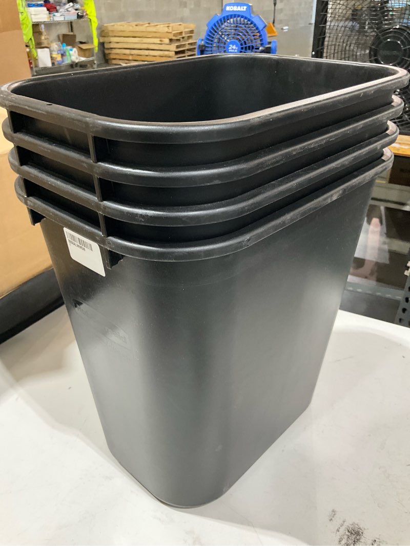 Condition photo showing Good Condition for bundle pf 4 rubbermaid commercial products deskside wastebasket/trash can, 3.25-gallon/13-quart, black, small, for bedroom/bathroom/office, fits under desk/sink/cabinet 3.25 gallons black 1