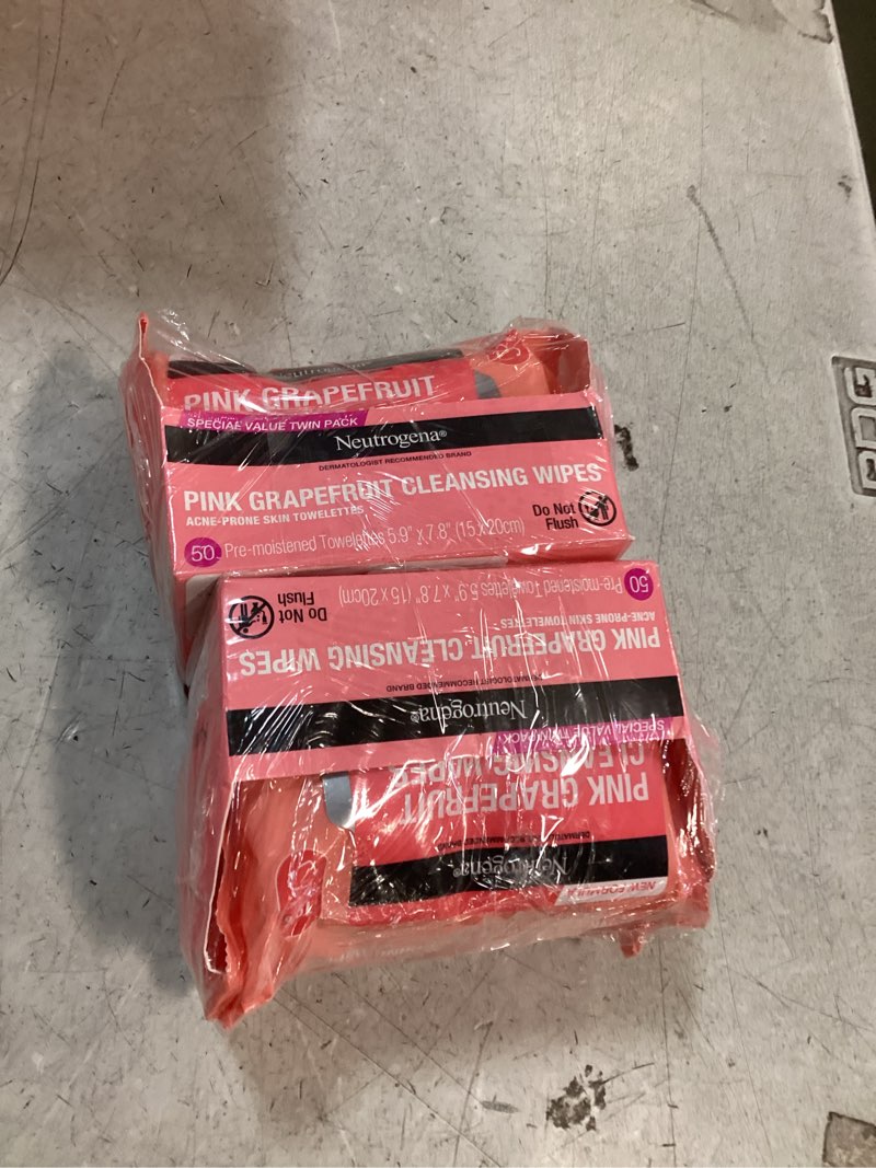 ( 2 pack )Neutrogena Makeup Remover Cleansing Wipes  Pink Grapefruit  2 x 25 ct
