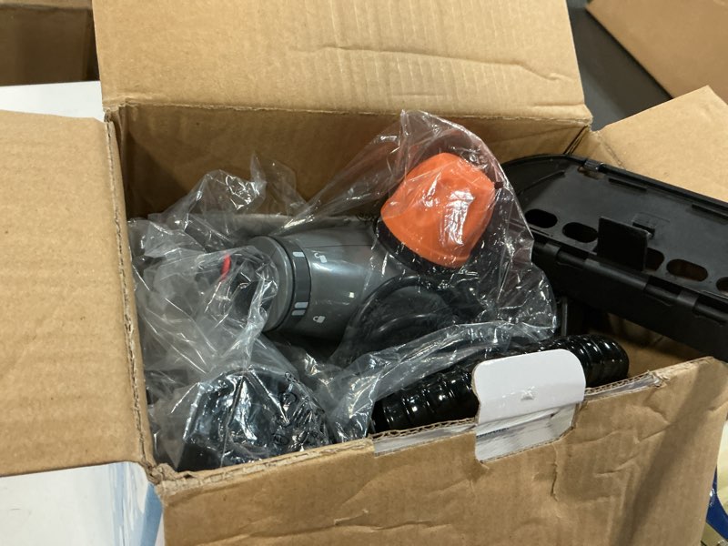 Condition photo showing As Is for LABIGO Steam Cleaner, Pressurized Handheld 13pcs Multi-Purpose Natural Deep Cleaning Steamer, Portable Steamer for Cleaning Home, Grout, Kitchen, Car, Window, Upholstery, Bathroom and Clothes, Gray Orange&Gray