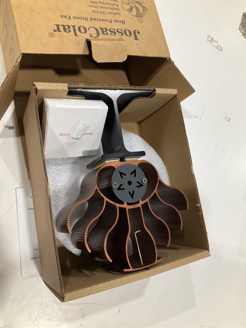 Condition photo showing Good Condition for jossacolar wood stove fan heat powered fireplace fan non electric, thermal fan for wood burning stove/log burner, w/stove accessories thermometer stove fan 126g