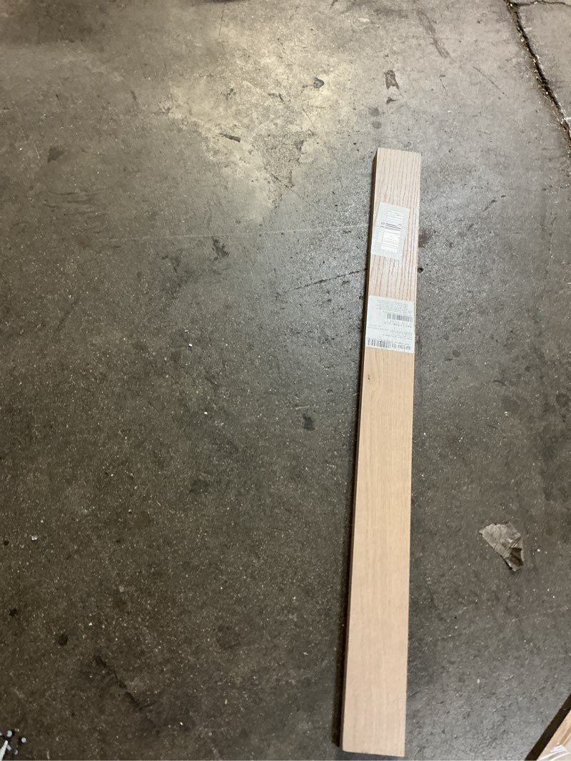 Condition photo showing As Is for sinclair 3 in. w x 0.75 in. d x 36 in. h wall filler in shaker light oak