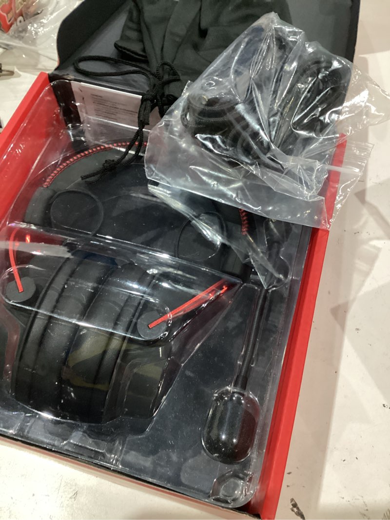 Condition photo showing As Is for hyperx - cloud alpha wired gaming headset for pc, xbox x|s, xbox one, ps5, ps4, nintendo switch, and mobile - black/red