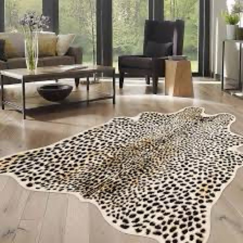cheetah rug, 5.2ft x 7ft leopard print rugs, faux cowhide cheetah skin rug, soft animal print carpet