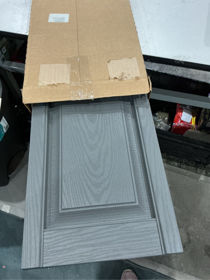 Condition photo showing Good Condition for ekena millwork lifetime vinyl lp2s14x05900tg standard two equal panel vinyls, raised panel vinyl shutters, w/installation shutter-lok's & matching screws (per pair), 14.75"w x 59"h, tuxedo grey 14.75-in. w x 59-in. h 018 - tuxedo grey