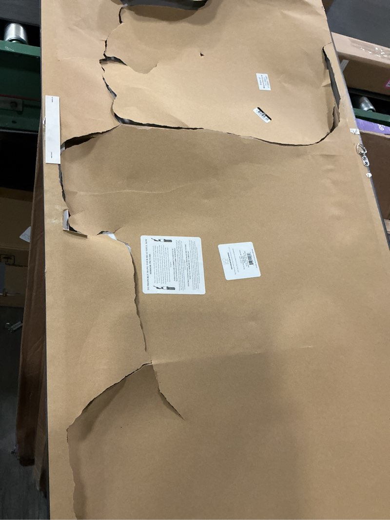 Condition photo showing As Is for 47"x24" abstract mountain framed canvas - project 62™: modern wall art in brown frame