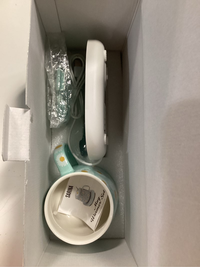 Condition photo showing New/Like New for coffe and tea usb powered mug warmer set with ceramic mug and lid