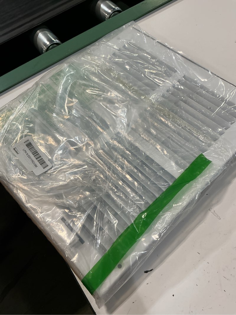 Condition photo showing As Is for 12 x 10 inch [duct opening] air vent covers for wall or ceiling - high airflow 2 way steel ventilation - adjustable wall/ceiling register, 13-3/4 inch x 11-3/4 inch [overall dimensions] 12"w x 10"h [duct opening]