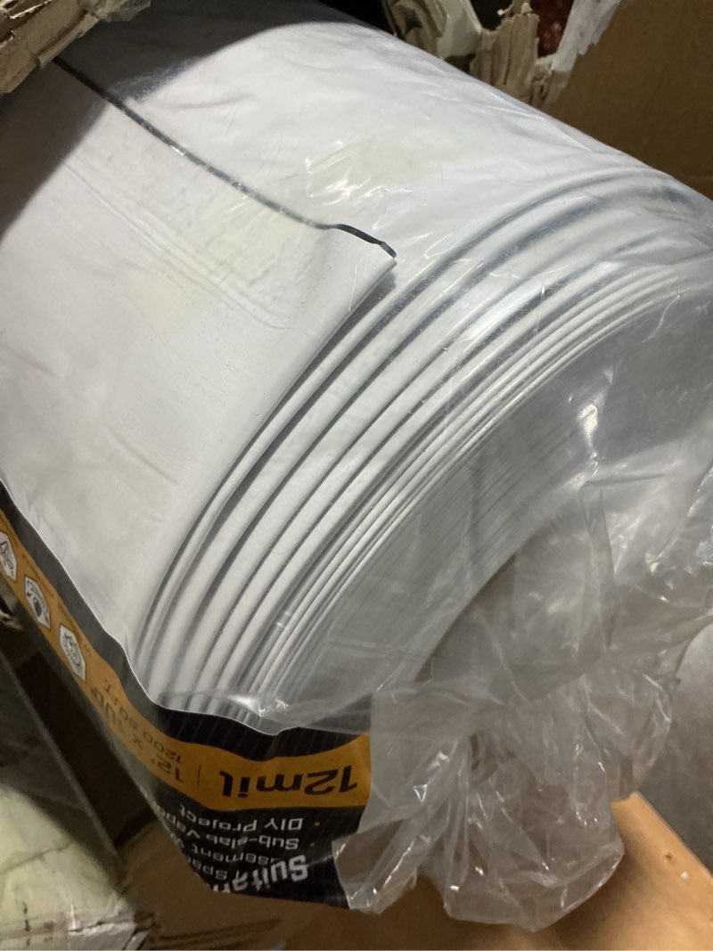 Condition photo showing Good Condition for crawl space vapor barrier - 12 mil vapor barrier - (12' x 100'), tear resistant, heavy duty vapor barrier plastic, drop cloth moisture barrier plastic sheeting covering for crawlspace encapsulation 12 mil 12' x 100'