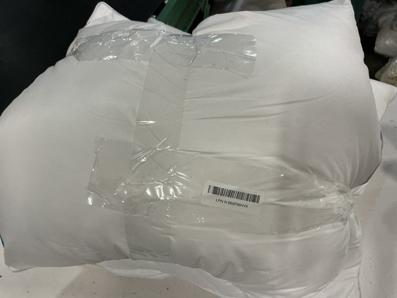 Condition photo showing As Is for oubonun 24x24 outdoor pillow inserts (pack of 2) - square waterproof throw pillow - decorative throw pillows insert for couch sofa bed patio furniture - white pillows 24 x 24 (pack of 2)
