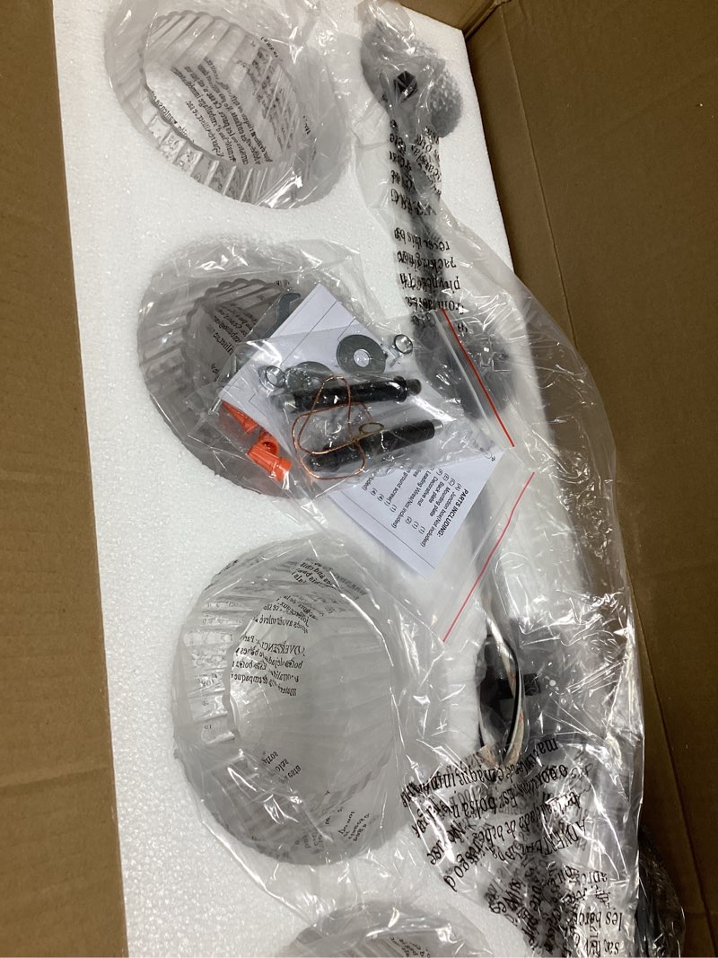 Condition photo showing Good Condition for 30.35in modern bathroom light fixtures, 4 light vanity light, black wall lamp with ribbed wine glass shades, bathroom wall sconce lamp for mirror living room bedroom hallway matte black 4-light
