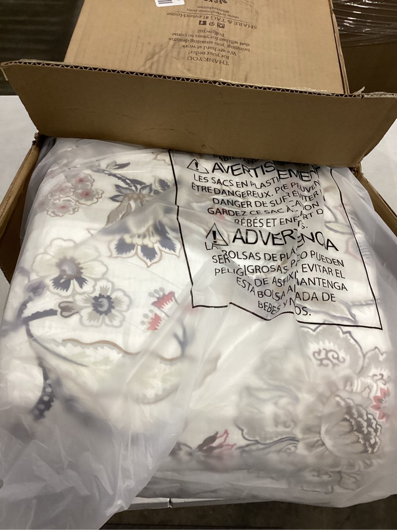 Condition photo showing Good Condition for Levtex Home - Ophelia Quilt Set - King Quilt and Two King Shams - Floral - Taupe Grey Cream Blush - Quilt (106x92in.) and Shams (20x36in.) - Reversible - Rayon/Cotton Quilt - King/Cal King Blush