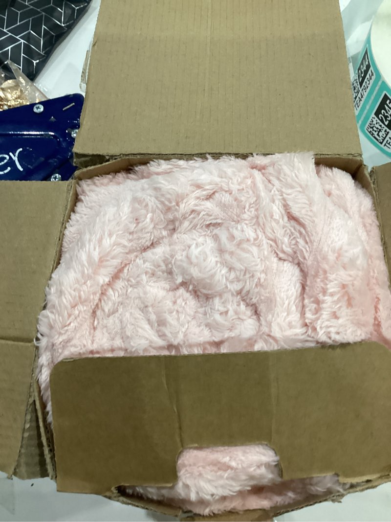 Condition photo showing As Is for Bedsure GentleSoft Pink Throw Blanket for Couch - Super Soft Cozy Blankets for Women, Cute Small Blanket for Girls, Coral Pink, 50x60 Inches