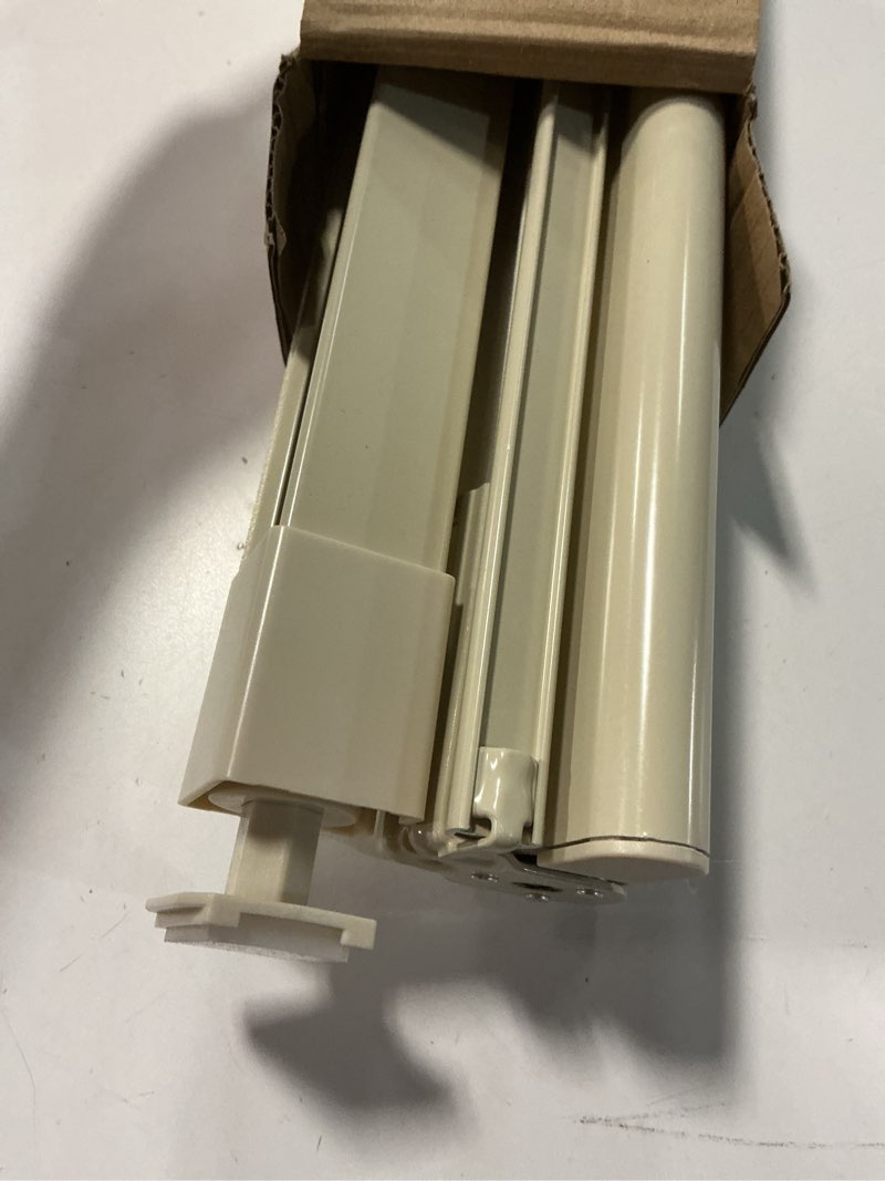 Condition photo showing As Is for LazBlinds No-Drill Cordless Zebra Blinds - Dual Layer Light Filtering & Room Darkening, Free-Stop Lift, Easy Install, Day & Night Privacy with Valance for Window 27" W x 64" H, White 27"W x 64"H White