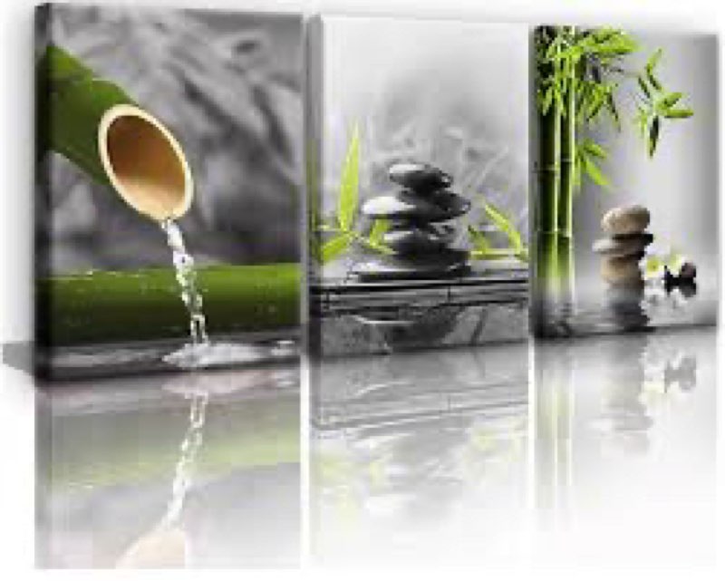 yxbhhym-bathroom decor black and white zen wall art gray green room decor zen poster canvas pictures