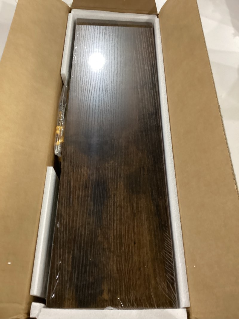 Condition photo showing New/Like New for bayka floating shelves, 22.5 inches rustic wood wall shelves for bathroom?bedroom, living room, kitchen & book, hanging display decor organization shelf with 22 lbs capacity (rustic brown) b. rustic brown - americana farmhouse style 22.5inches