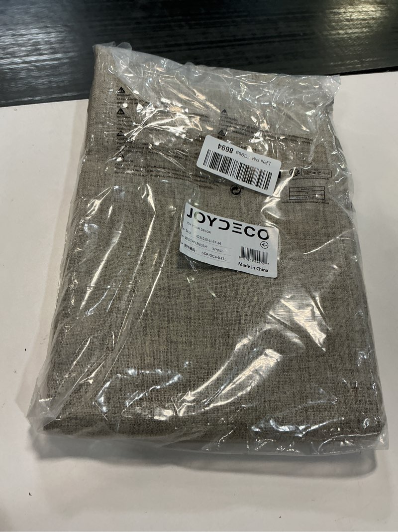 Condition photo showing Good Condition for Joydeco Blackout Curtains for Bedroom - Natural Linen Curtains 37 X 84 inch, Thermal Insulated 100% Blackout 2 Panels Light Blocking Drapes, Rod Pocket & Back Tabs, Darkening Privacy for Living Room Linen 37"W x 84"L (Pack of 2)