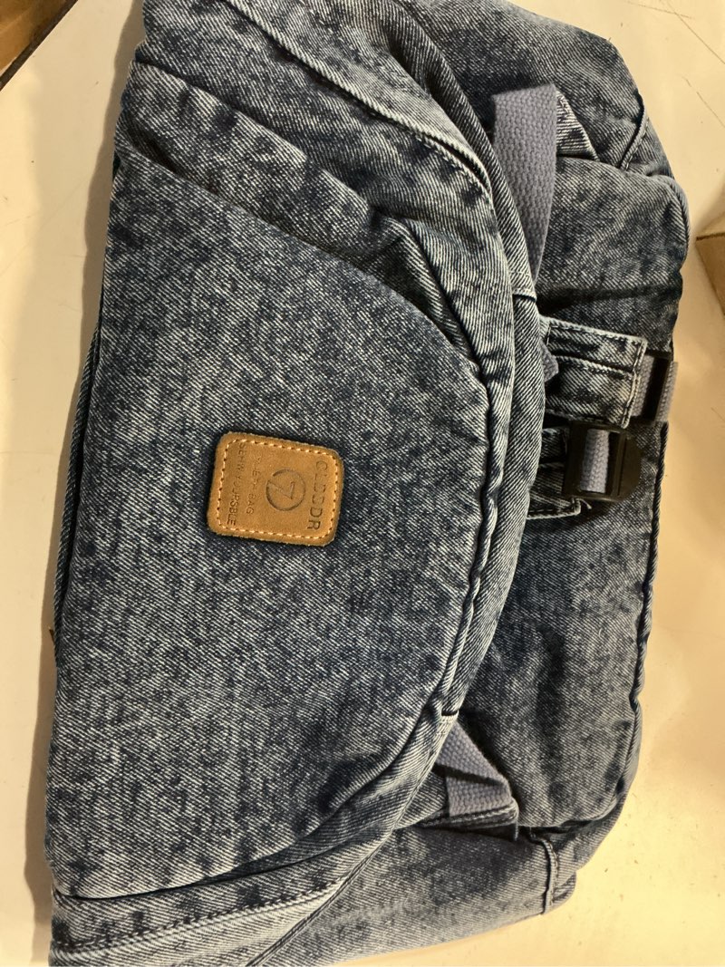 Condition photo showing Good Condition for vintage aesthetic denim backpack for women men grunge y2k travel jeans rucksack college retro lightweight daypack (dark blue)