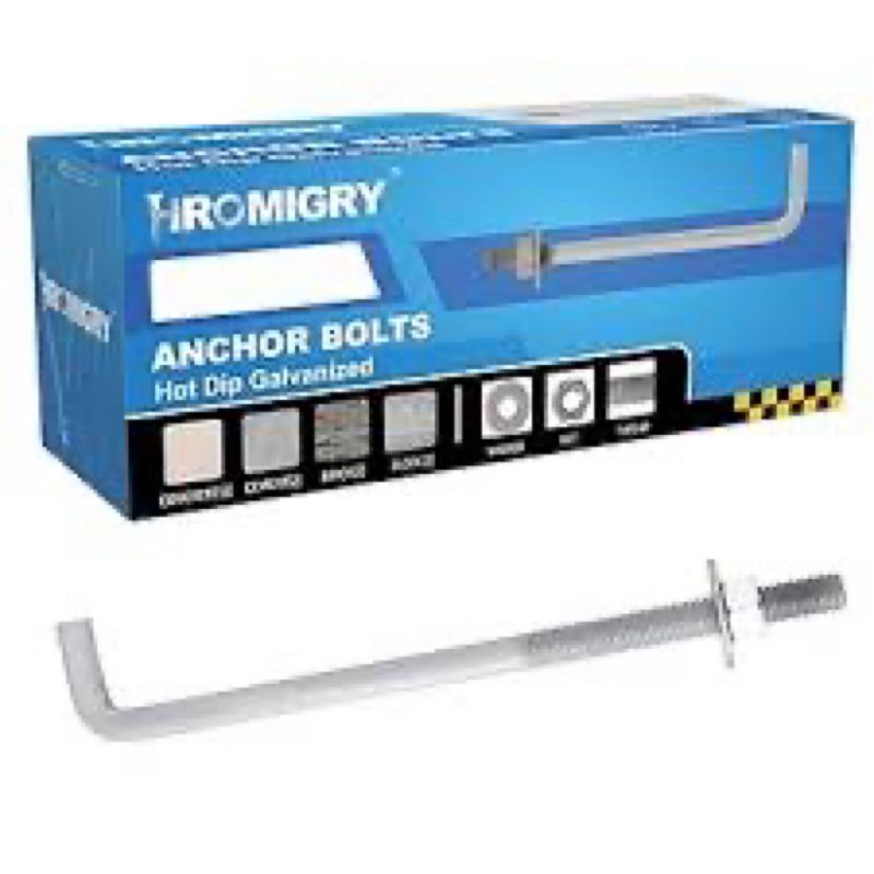 HROMIGRY 5/8” x 12” Concrete Anchor Bolts (10 Pack) L Shaped, Hot-Dip Galvanized
