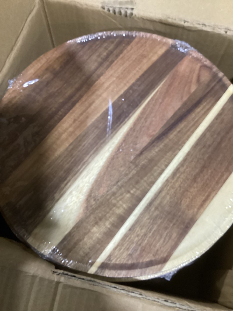 Condition photo showing New/Like New for 10 Pack Acacia Wooden plates, 12 inch Wood Charcuterie Boards for Side Dish, Sandwich, Salad, Dessert, Appetizer, Steak, Round