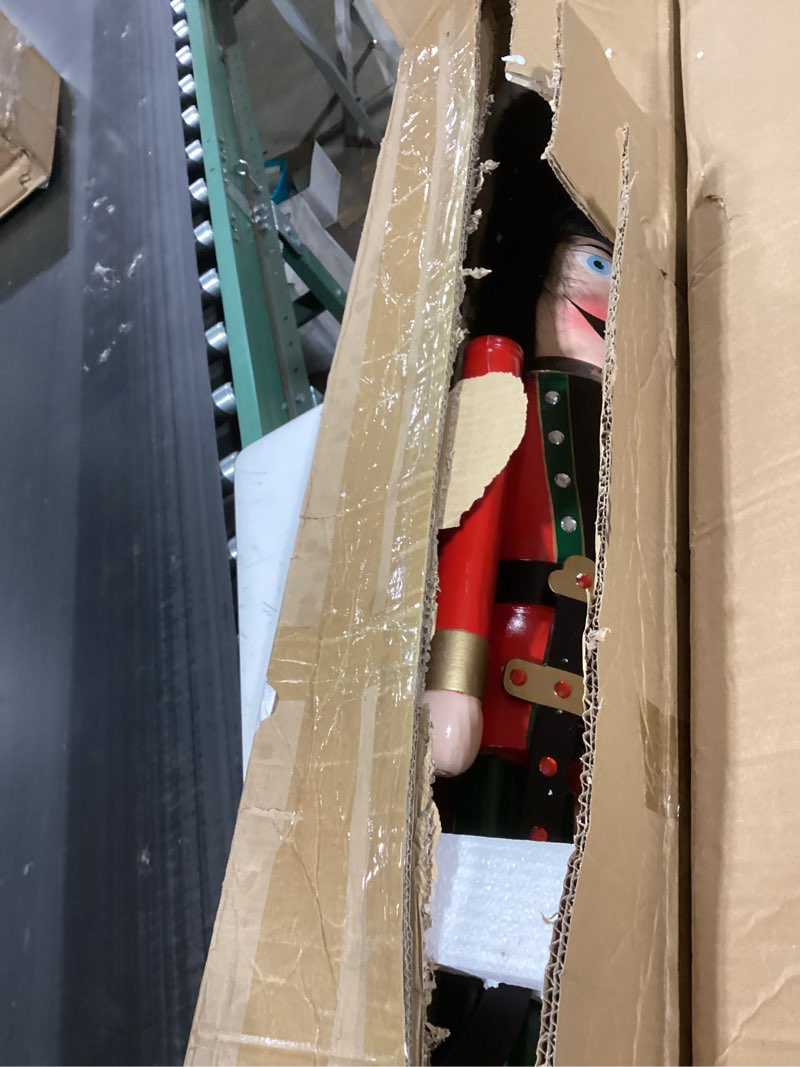 Condition photo showing Good Condition for similar product CDL 48\" 4ft tall life-size large/giant red Christmas wooden nutcracker king ornament on stand holds golden scepter for indoor outdoor Xmas/event/ceremonies/commercial decoration (4 feet, king red k08) 4 feet King Red K08