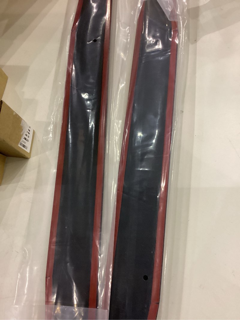 The items are automotive exterior door pillar or sash molding