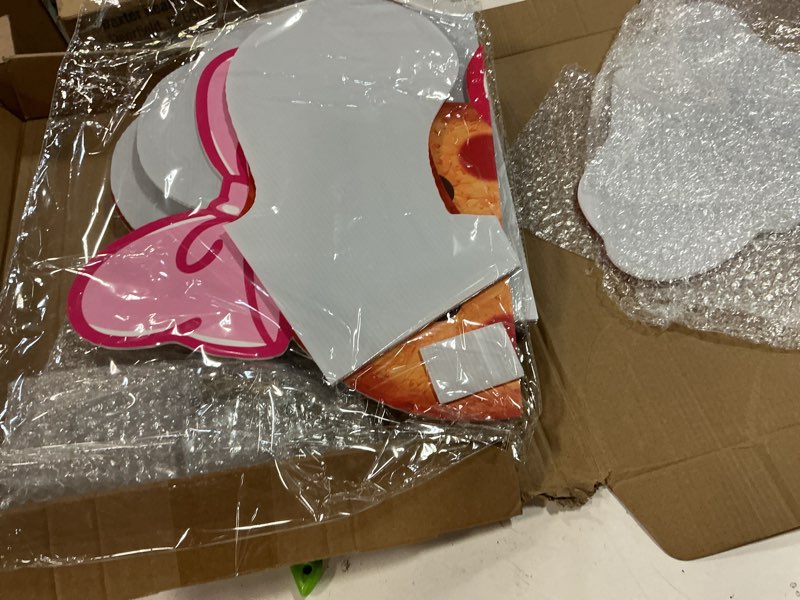 Condition photo showing As Is for 2 Pcs Christmas Decorations Outdoor Large Chef Gingerbread Metal Yard Stakes with LED String Lights Cooking Gingerbread Man Yard Sign for Xmas Lawn Garden Front Door (Modern,Pink) Pink Modern