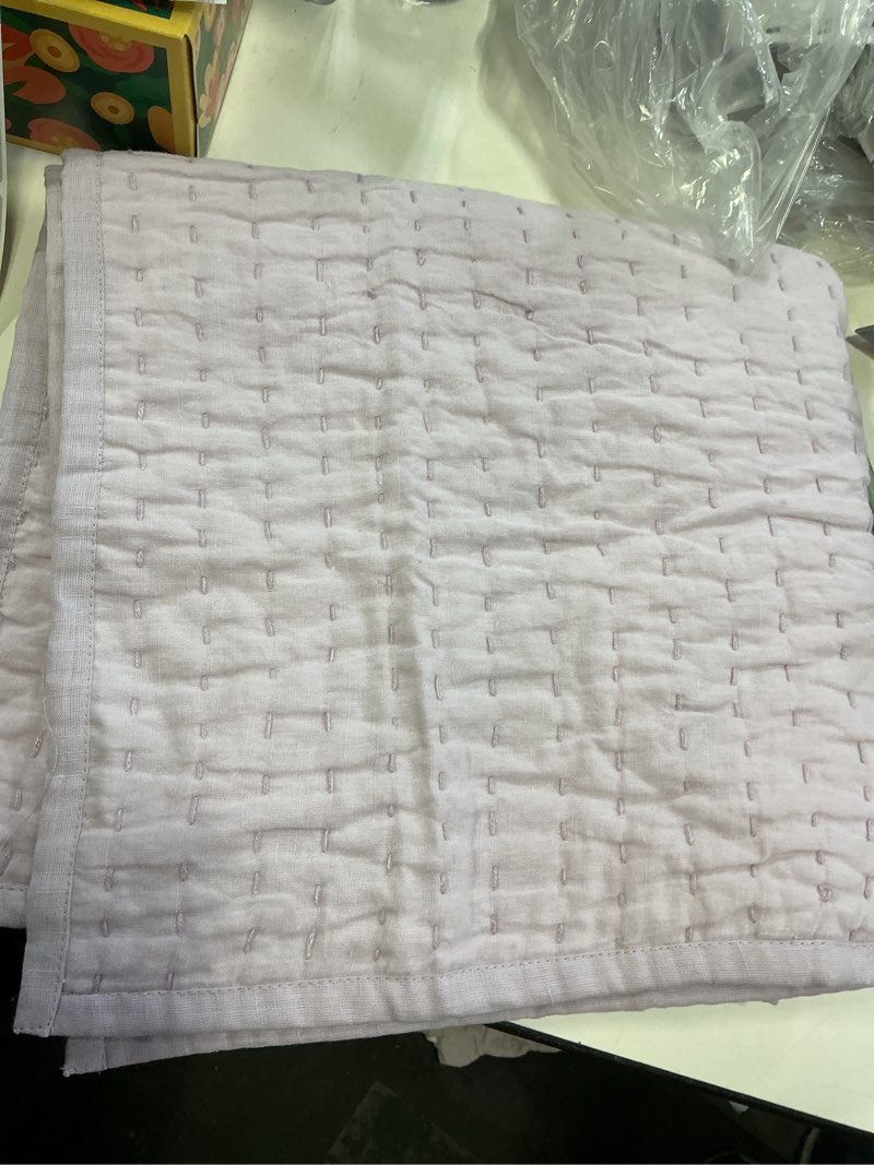 Condition photo showing Good Condition for european linen cotton stitch quilted euro sham color: orchid size 26inx26in