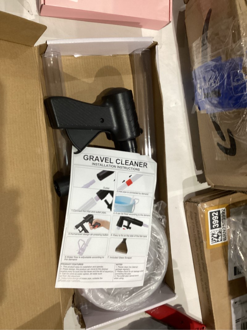 Condition photo showing As Is for fish tank cleaner kit, gravel vacuum for aquarium, fish tank aquarium vacuum gravel cleaner, aquarium siphon with magnetic fish tank glass cleaner, aquarium cleaning tools water changer