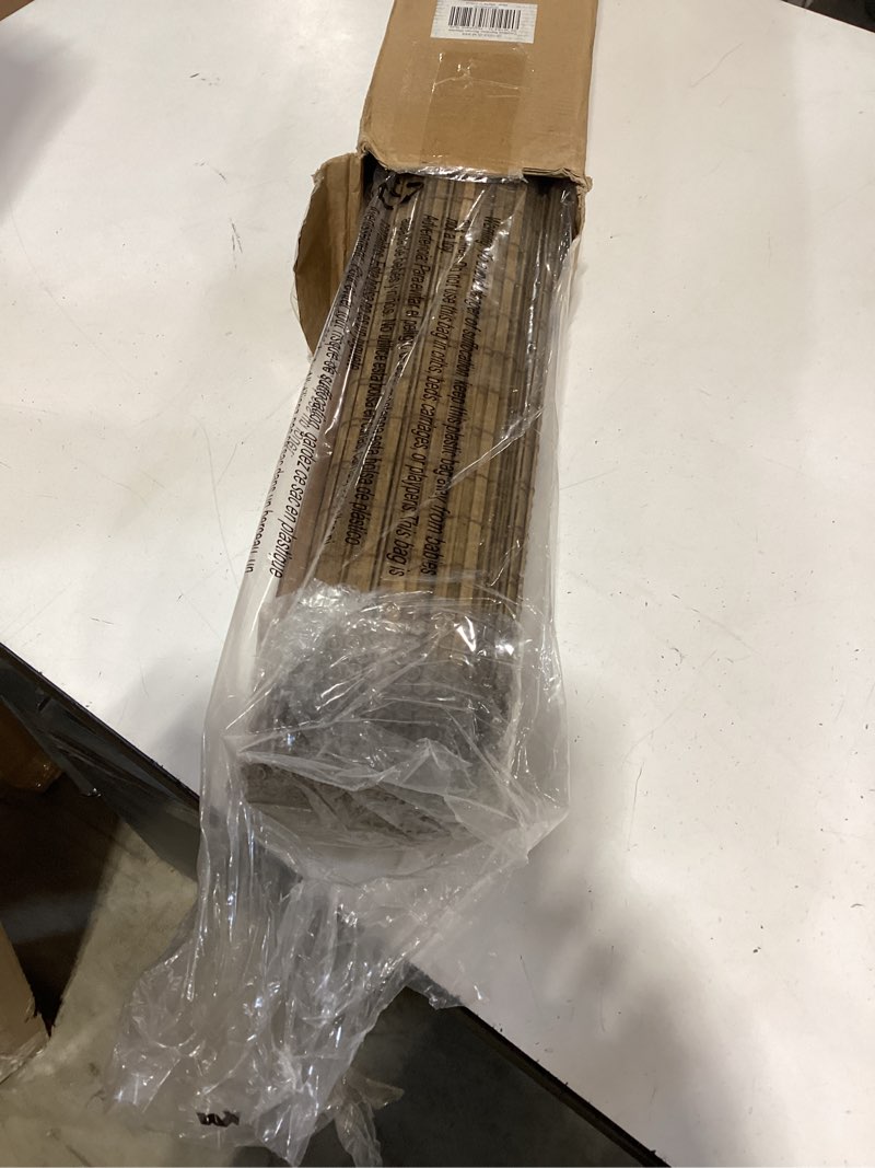 Condition photo showing As Is for lazblinds no tools no drill cordless bamboo roman shades, light filtering window treatment, roll up bamboo blinds for windows 39'' w x 64'' h, eastfield teak light filtering-eastfield teak 39" w × 64" h