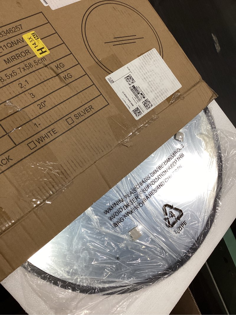 Condition photo showing New/Like New for GAOMON Black Round Mirror, 20 Inch Circle Mirror, Black Metal Frame Circle Mirror, Round Mirrors for Wall Decor, Round Wall Mounted Mirrors for Entryway, Bathroom, Bedroom, Vanity