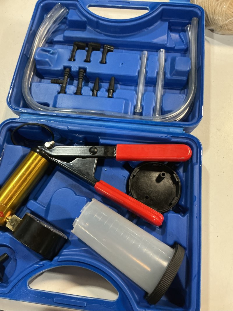 Condition photo showing Good Condition for Brake Bleeder Kit with Hand Vacuum Pump with Gauge Adapters Automotive Brake Fluid Bleeding Set for Bike Car Truck (Blue)