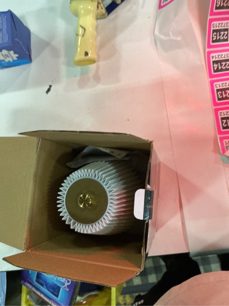 Condition photo showing Good Condition for small table lamp, rechargeable lamp with 3 color stepless dimming | bedside lamp with pleated shade metal base, cozy light for living room, nightstand, bookshelf, small spaces?white?