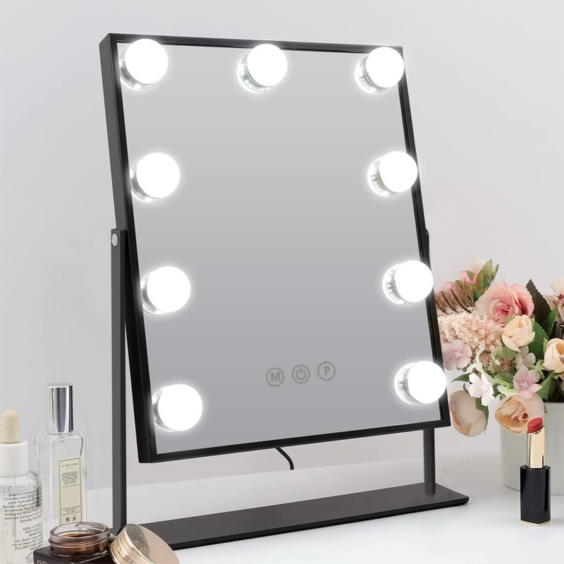 Small desk mirror with lights