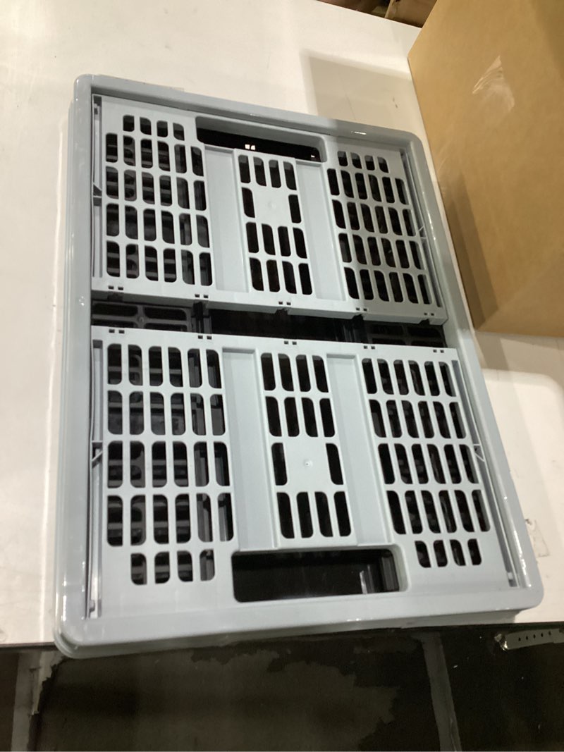 Condition photo showing Good Condition for CleverMade Collapsible Utility Crate, Stone, 1PK - 32L (8 Gal) Collapsible Storage Bins, Holds 40lbs Per Bin - Plastic Stackable Grated Wall Utility Containers, CleverCrates Baskets