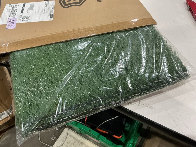 Condition photo showing Good Condition for artificial grass puppy pee pad for dogs and small pets - set of three 18.25x14.25 inch, reusable 3-layer turf pads for dogs - indoor and outdoor fake grass potty pet supplies by petmaker small 3-layer replacement pads