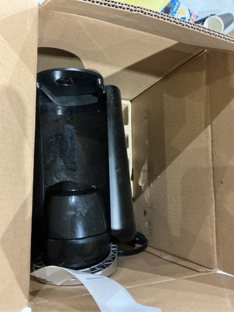 Condition photo showing As Is for keurig k-compact single-serve k-cup pod coffee maker, with 3 brew sizes, smart start feature, 36oz removable reservoir, black