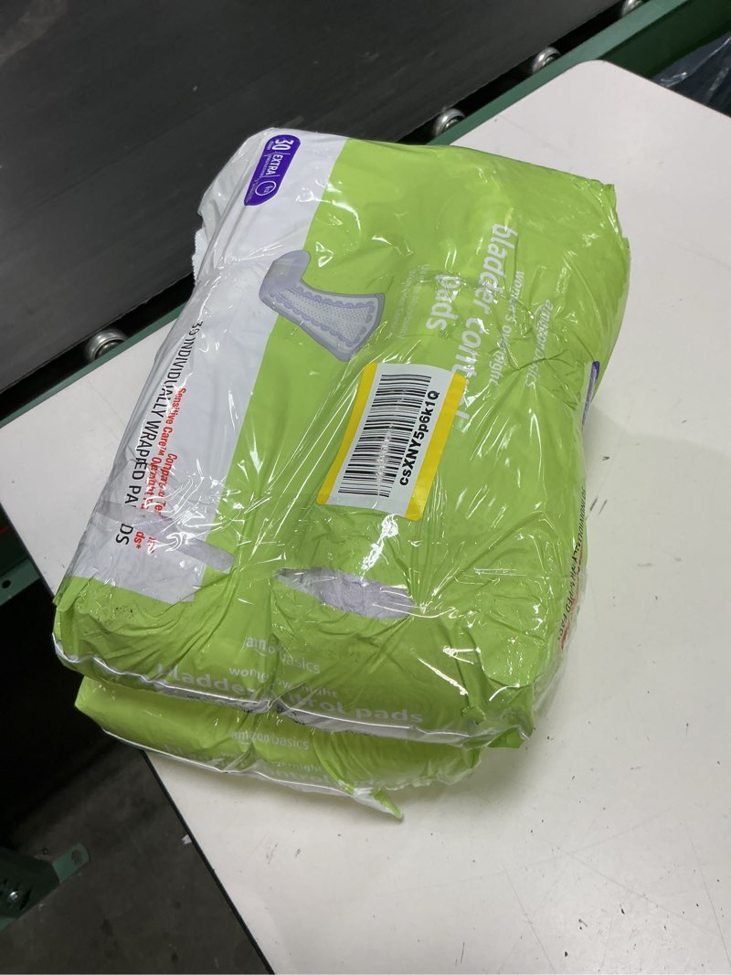 Condition photo showing Good Condition for amazon basics incontinence pads for women, postpartum pads, bladder control, overnight absorbency, fresh protection, unscented, 60 count pack of 2 30.0