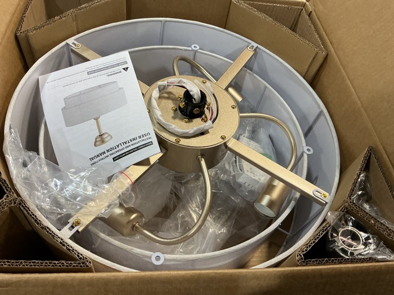 Condition photo showing Good Condition for 20" boho ceiling fans with lights, coastal fandelier chandelier ceiling fan with light remote control, caged with 6 speeds for bedroom, nursery (beige)