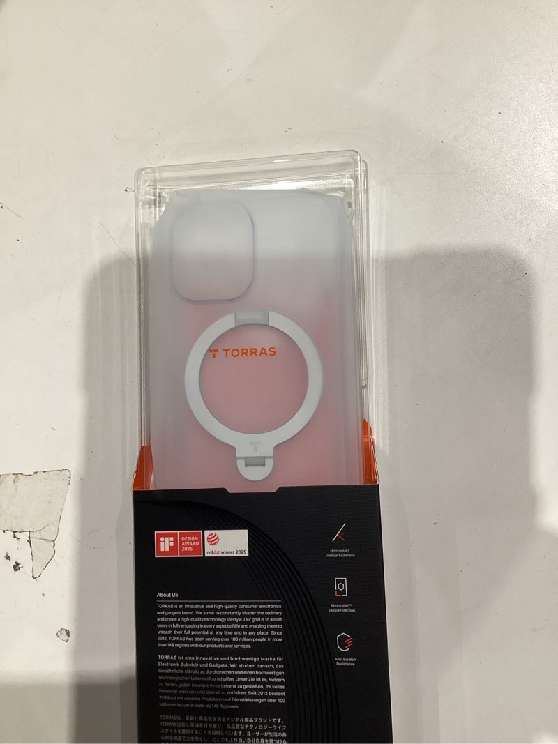 Condition photo showing New/Like New for TORRAS Q3 Spin for iPhone 17 Case with 360 Magnetic Stand, Fit for MagSafe, Non-Yellowing Kickstand Case for iPhone 17 Phone Case with Camera Control Cover, Hard PC Protection, Clear for iPhone 17 Clear